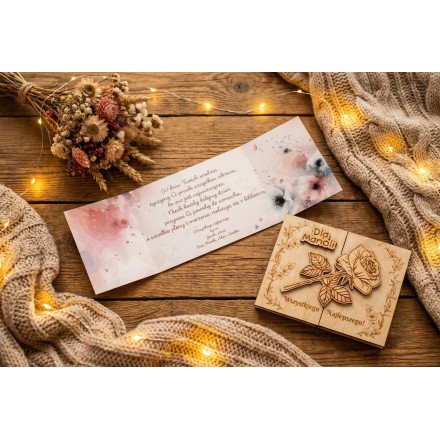 Prezent URODZINY RÓŻA KARTKA GRAWER PERSONALIZACJA - KSANTYNA.pl