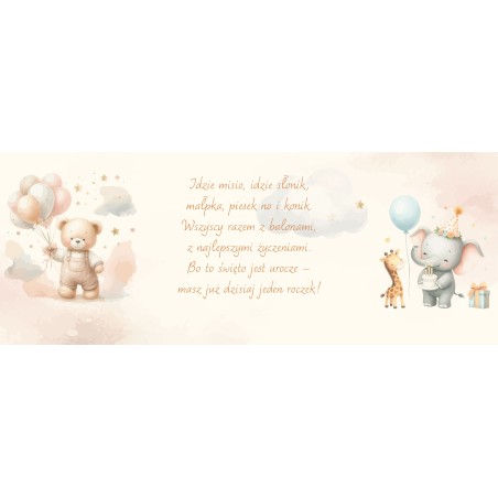 Prezent ROCZEK URODZINY DZIECKA KARTKA MIŚ NIEBIESKI GRAWER PERSONALIZACJA