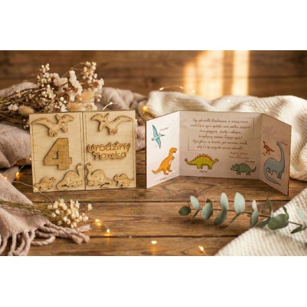 Prezent ROCZEK URODZINY DZIECKA DINOZAUR KARTKA GRAWER PERSONALIZACJA - KSANTYNA.pl