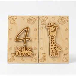 Prezent ROCZEK URODZINY ZOO KARTKA GRAWER PERSONALIZACJA - KSANTYNA.pl