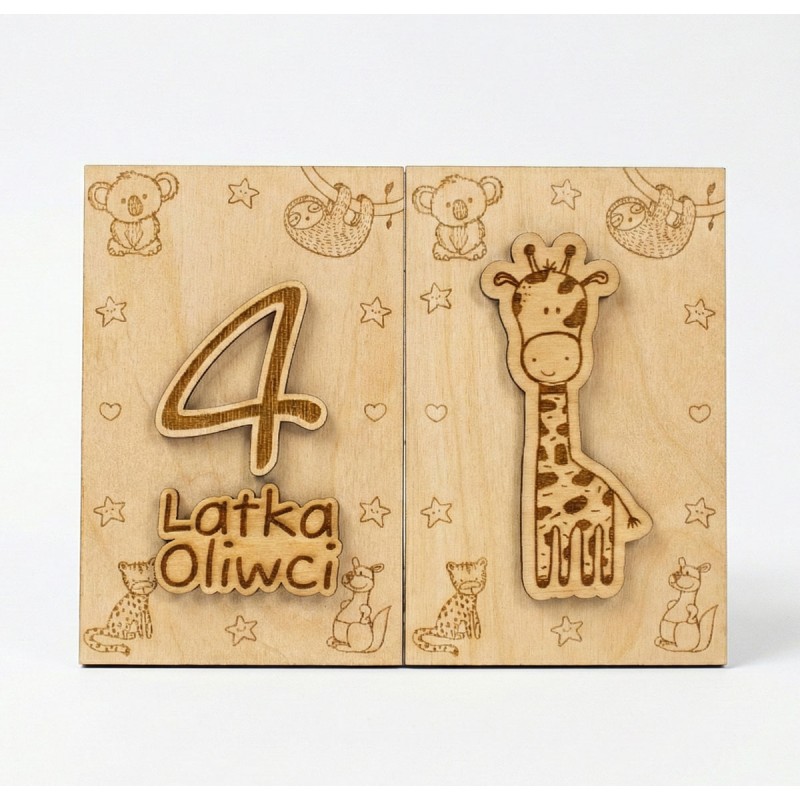 Prezent ROCZEK URODZINY ZOO KARTKA GRAWER PERSONALIZACJA - KSANTYNA.pl