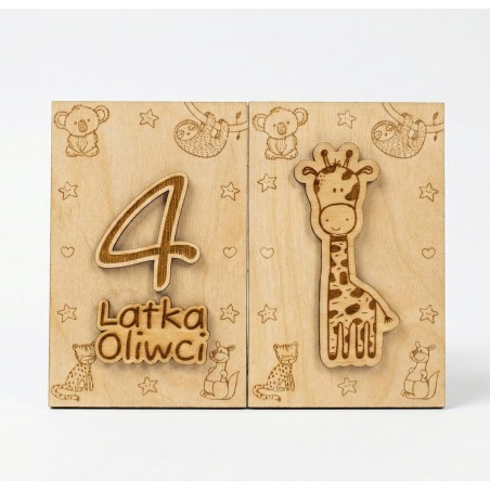 Prezent ROCZEK URODZINY ZOO KARTKA GRAWER PERSONALIZACJA - KSANTYNA.pl