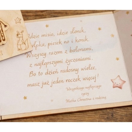 Prezent ROCZEK URODZINY ZOO KARTKA GRAWER PERSONALIZACJA - KSANTYNA.pl