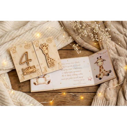 Prezent ROCZEK URODZINY ZOO KARTKA GRAWER PERSONALIZACJA - KSANTYNA.pl