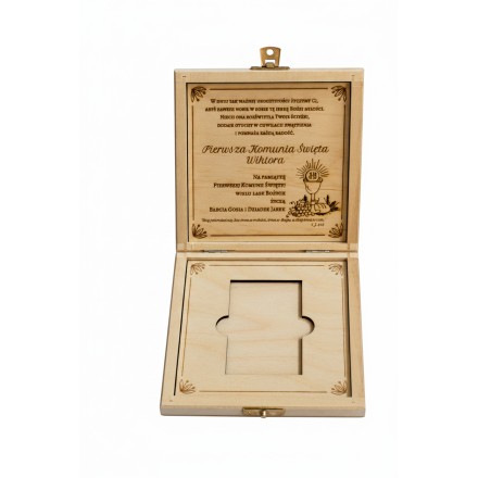 Prezent KOMUNIA PUDEŁKO NA SZTABKĘ ZŁOTA GRAWER PERSONALIZACJA - KSANTYNA.pl