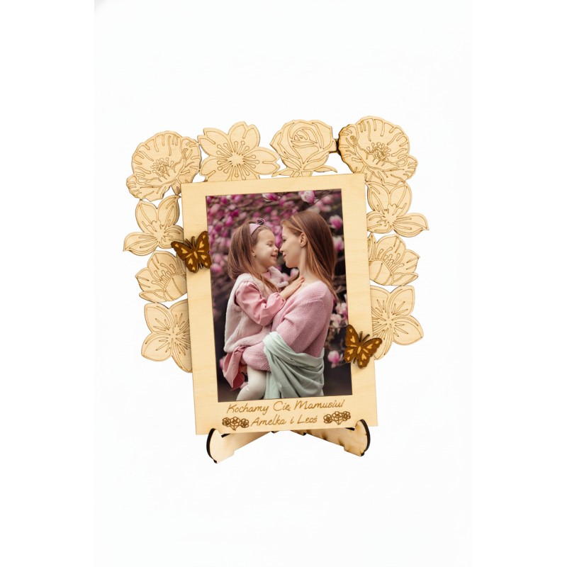 Prezent Dzień Matki RAMKA NA ZDJĘCIE SERCA PERSONALIZACJA MOTYLE PION - KSANTYNA.pl