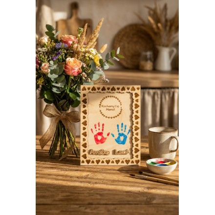 Prezent Dzień Matki RAMKA ODBICIA RĄCZEK PERSONALIZACJA KWIATY - KSANTYNA.pl