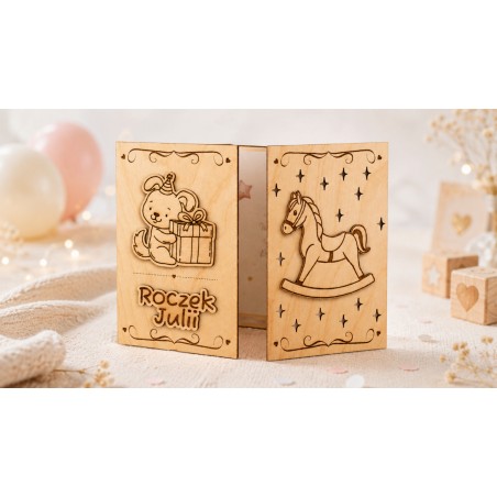 Prezent ROCZEK URODZINY KARTKA KONIK MIŚ PREZENT GRAWER PERSONALIZACJA